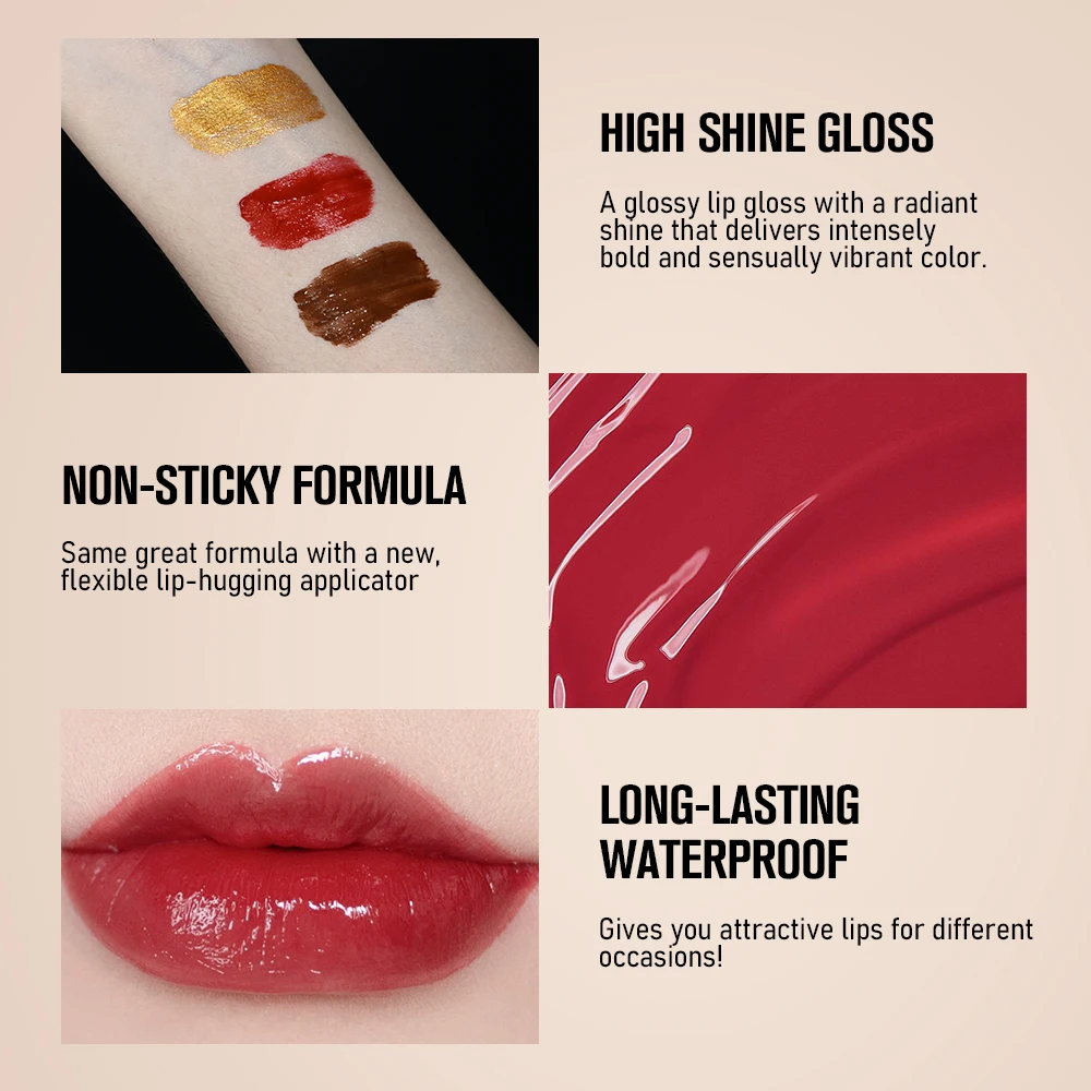 JIN GU BANG Lip Gloss, Light Texture, Non-sticky, Long-lasting Waterproof Moisturizing Lipstick