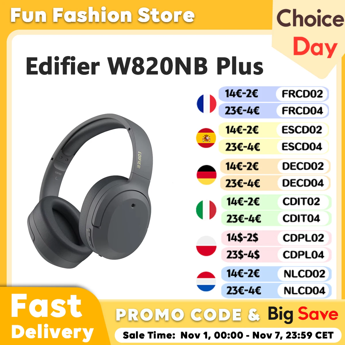 Edifier W820NB Plus Casque sans fil Bluetooth Hybride Réduction active du bruit Audio haute résolution LDAC Autonomie de 49 heures Edifier W820NB Plus Casque sans fil Bluetooth Hybride Réduction active du bruit Audio haute résolution LDAC Autonomie de 49 heures