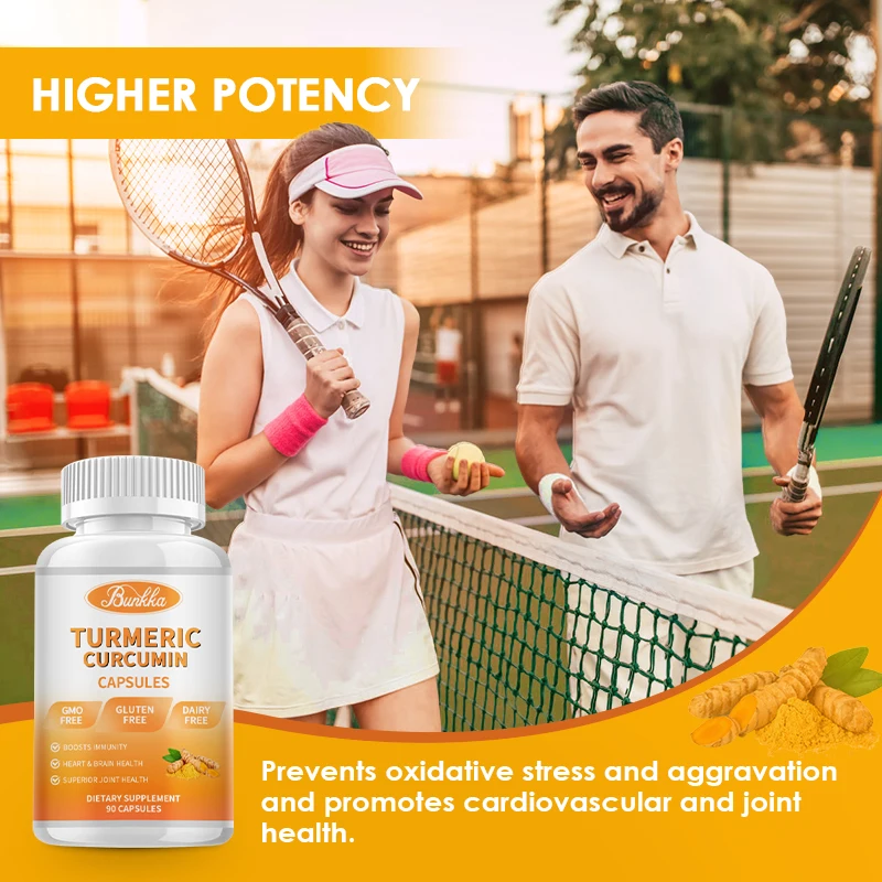 Bunkka Turmeric Curcumin Capsules Ultra High Absorption Heart Immune Support Joint Brain Health Muscle Stamina Energy Booster