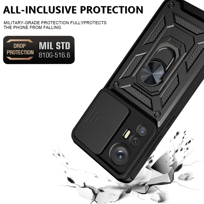 For Xiaomi Mi 12 Pro 12X 5G Case Slide Camera Shockproof Armor Case For Xiaomi Mi12 Mi12X Car Magnetic Holder Ring Protect Cover