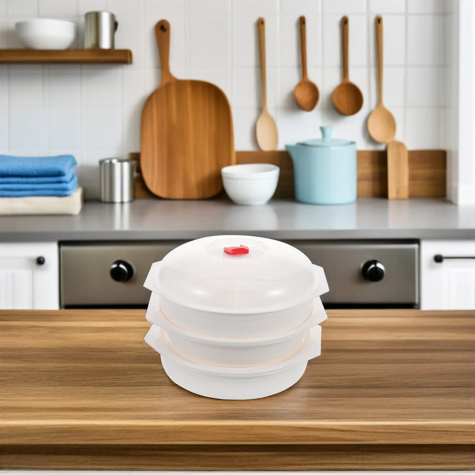 

3Pcs Microwave Bowls Multilayer Compartment Design Vented Lid High Temp Resistant Portable Lightweight for Meal Prep Office