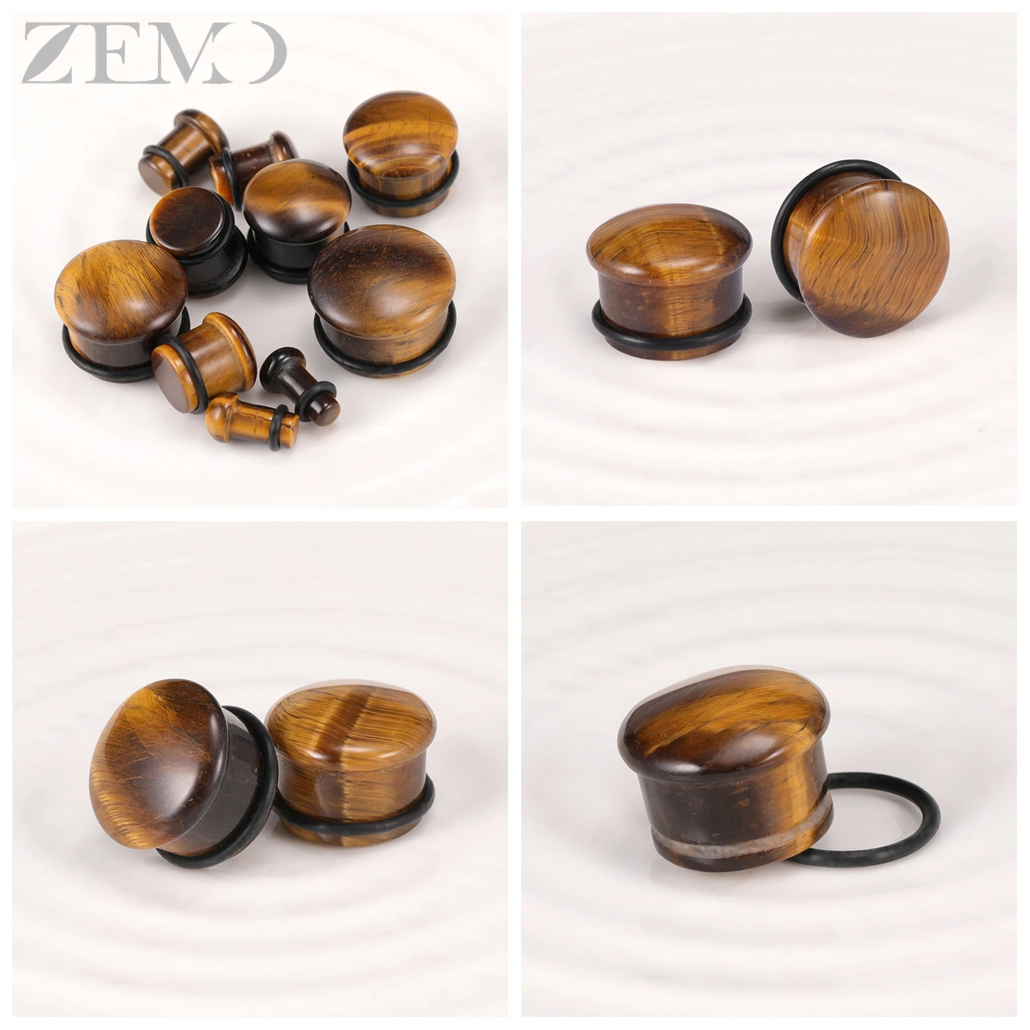 ZEMO 2pcs/lot Natural Stone Ear Plugs And Tunnel Unisex Punk Large Gauges Single Flare Flesh Strecher Expander Piercings 4-18MM - Image 2