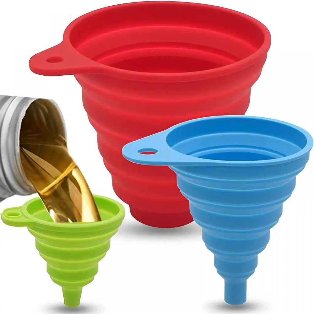 Portable Silicone Collapsible Funnel Household Cooking Tools For Fuel Hopper Beer Oil Foldable Funnels Kitchen Accessories