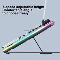 F36 Gaming Laptop Cooling Pad w/ 5 Fan Dual USB LED Screen Laptop Notebook Cooler Stand for 11-17.3'' 7 Angle Adjustable Bracket - Image 4
