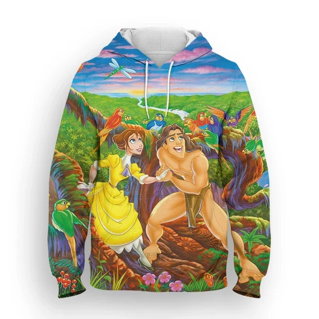 Tarzan Boys Girls Hoodies Jane Porter Men's Hoodies 3D Print Disney Pullovers MINISO Men's Hoodies Oversized Men's Clothing