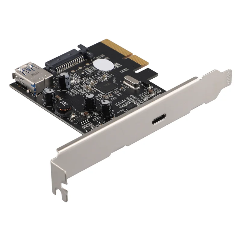 Adapterkarte PCI-E 4X auf USB3.1 Erweiterungskarte 10G Hinterer Adapter TYPE-C+TYPE-A Board ASM1142 Module-N33R