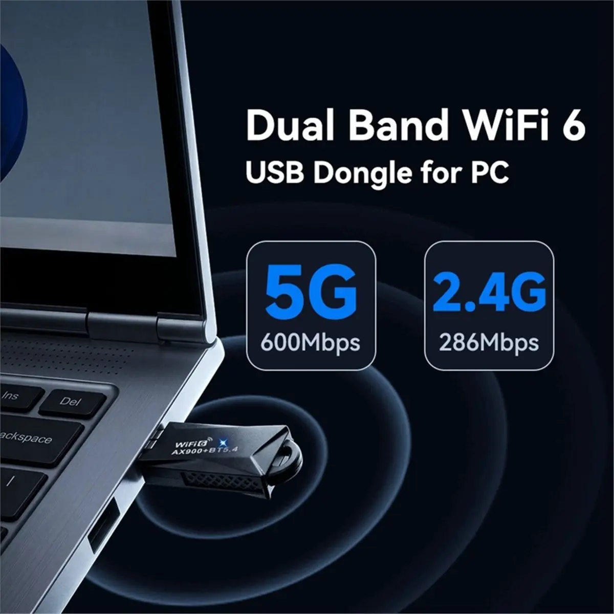 AX900 WiFi6 Bluetooth USB Wireless Network Adapter 2-in-1 USB Receiver Transmitter for Laptop Win 7 10 11
