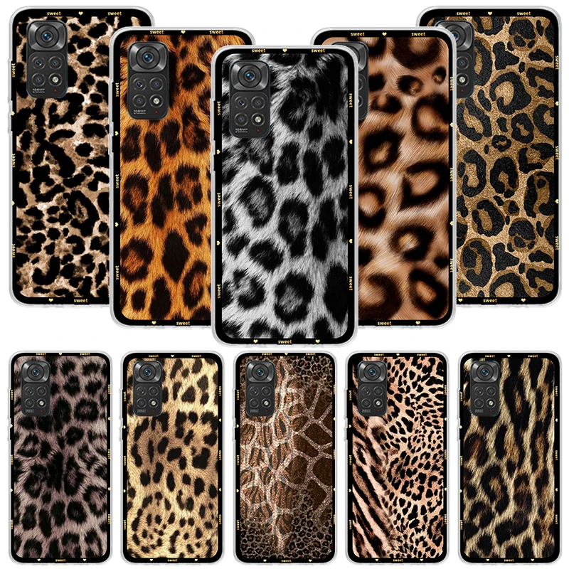 Animal Leopard Print Phone Case For Xiaomi Redmi Note 13 12S 12 11S 10 9 8 10S 11 11T 11E Pro Plus + 9S 8T 7 5G Cover Coque Note