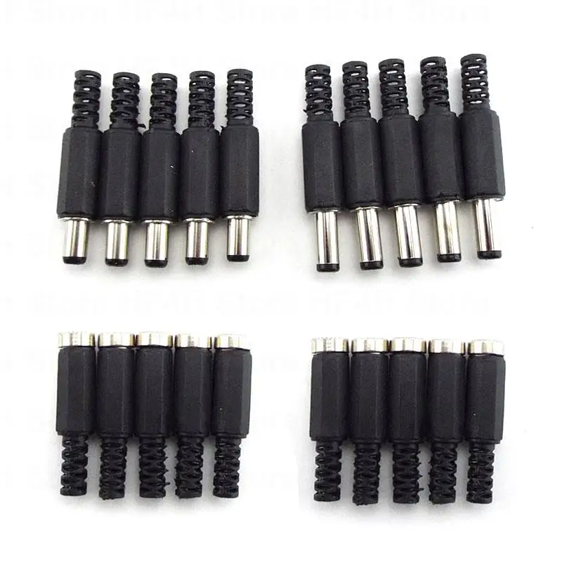 5/10pcs DC Female Male Power Supply Plug Connectors 5.5mm X 2.1mm 5.5x2.5mm Female Male Jack Socket Adapter Wire 5525 5521 B4