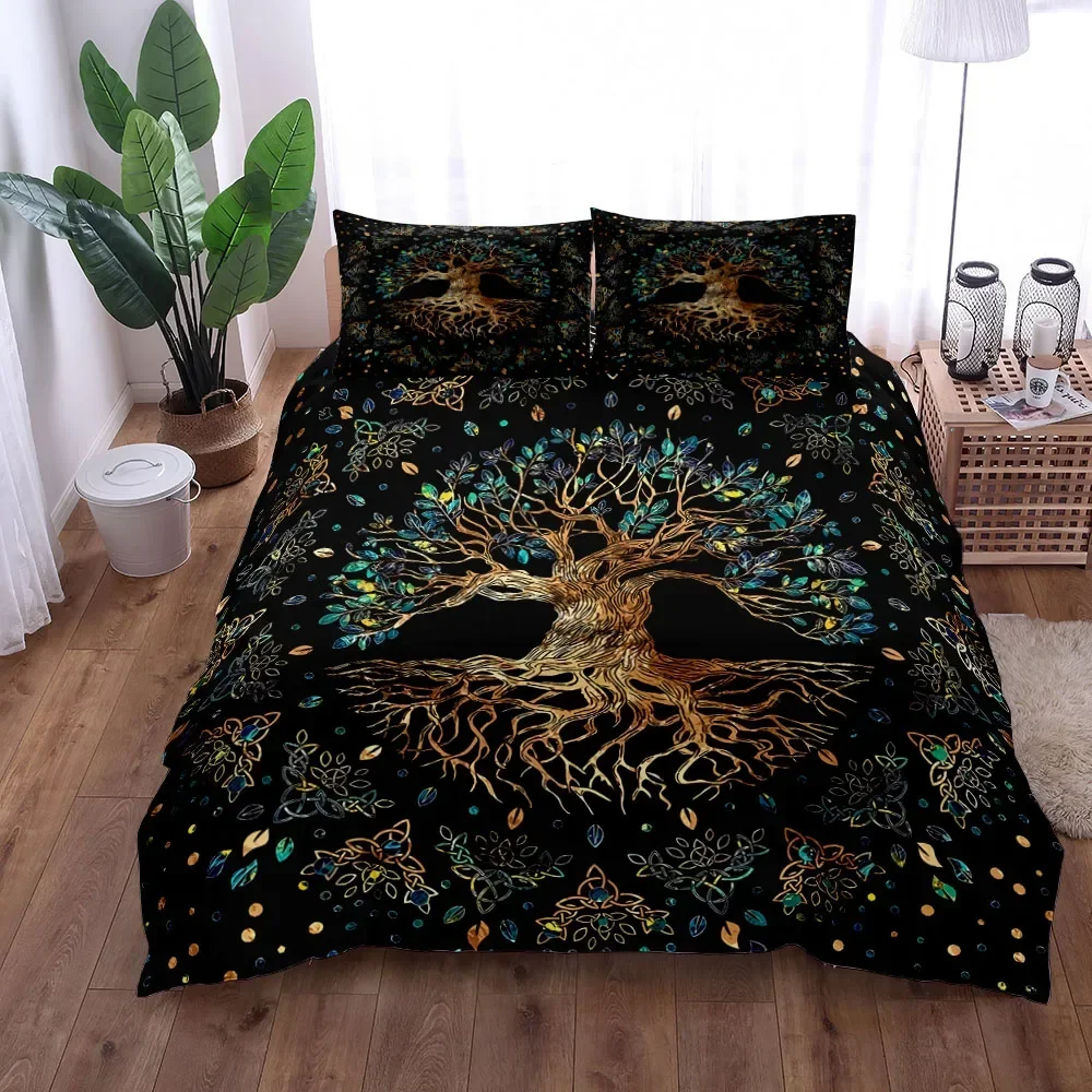 Celestial Yggdrasil Celtic Duvet Cover Set King Queen Double Full Twin Single Size Bed Linen Set