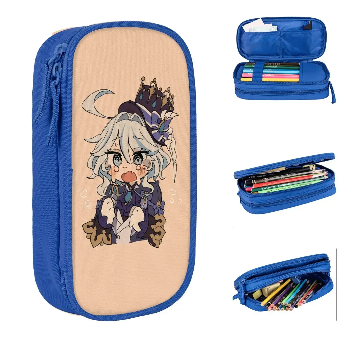 Genshin Impact Furina Game Fans Lover Pencil Case Fun Pen Bags Kids Large Storage School Supplies Cosmetic Pencilcases