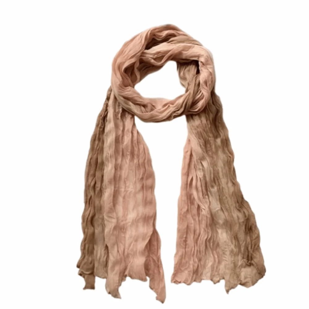 

Bohemian Women's Long Pleated Shawl Windproof Warm Gradient Texture Scarf Lightweight Breathable Long Hijab Scarf Outdoor Use