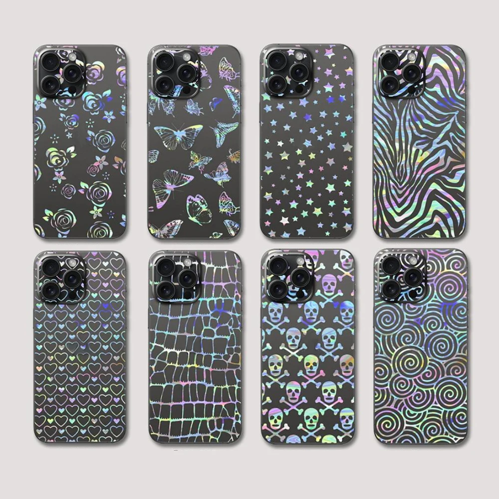 VORMIR 50pcs 3D Glitter Back Film Sticker Sheet For Cutting Machine Universal Transparent Film Decorative Back Cover Skins