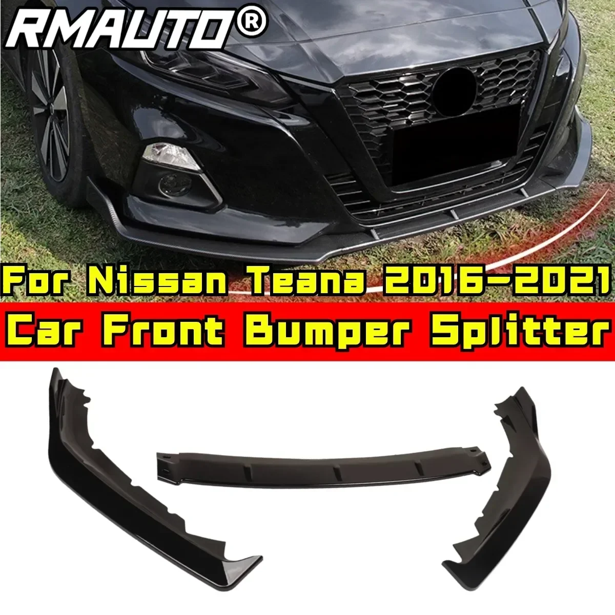 For Nissan Altima Teana 2016-2021 Body Kit Bumper Apron Glossy Black Sport Style Front Bumper Splitter Diffuser Car Accessories