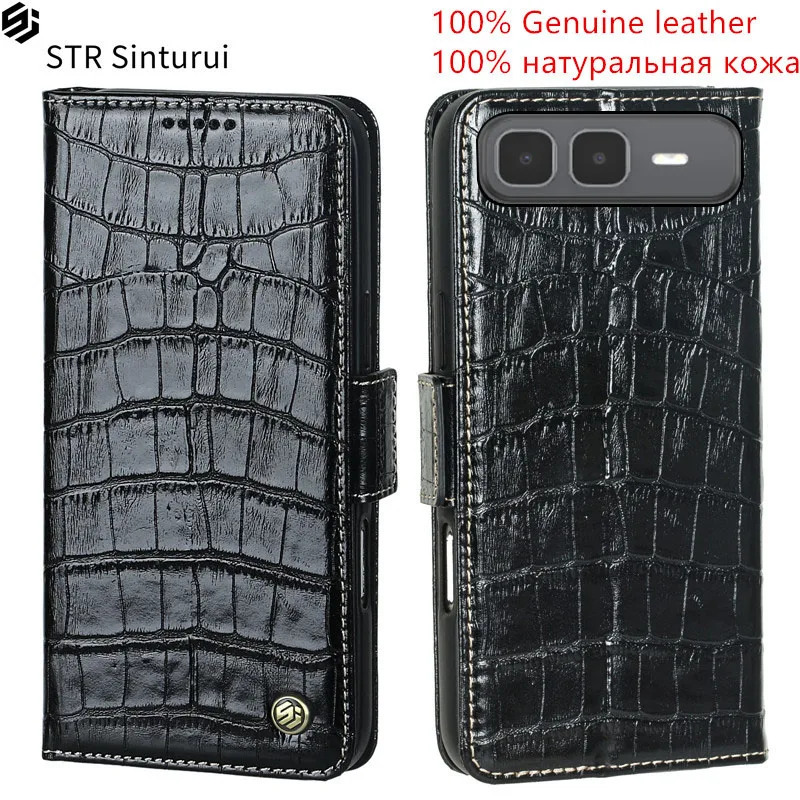 

STR Genuine leather crocodile grain card Slot Wallet Cover For Infinix Smart 7 8 9 10 HD Plus Pro Flip shockproof phone Case