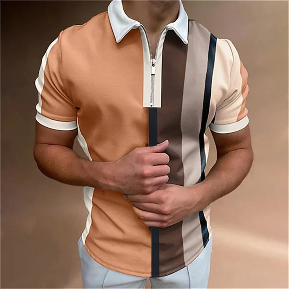 Heren Tops Polo Golf Heren King Print T-shirt Hoge kwaliteit Turndown Korte mouw Rits Trui Originele golfkleding Herenkleding