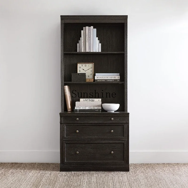 

American rural open combination solid wood small apartment living room study display storage cabinet FT