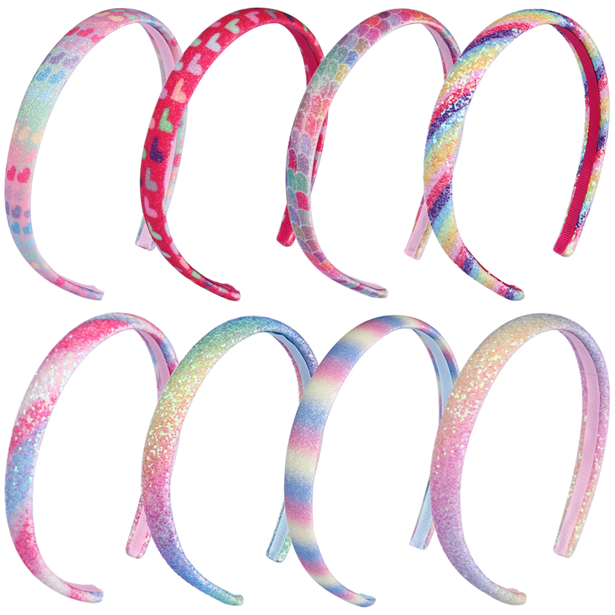 Fashion Glitter Hair Bands For Girls Cute Rainbow Hair Hoop Hairbands Lovely Mermaid Headbands For Kids Gifts Hair Accessories