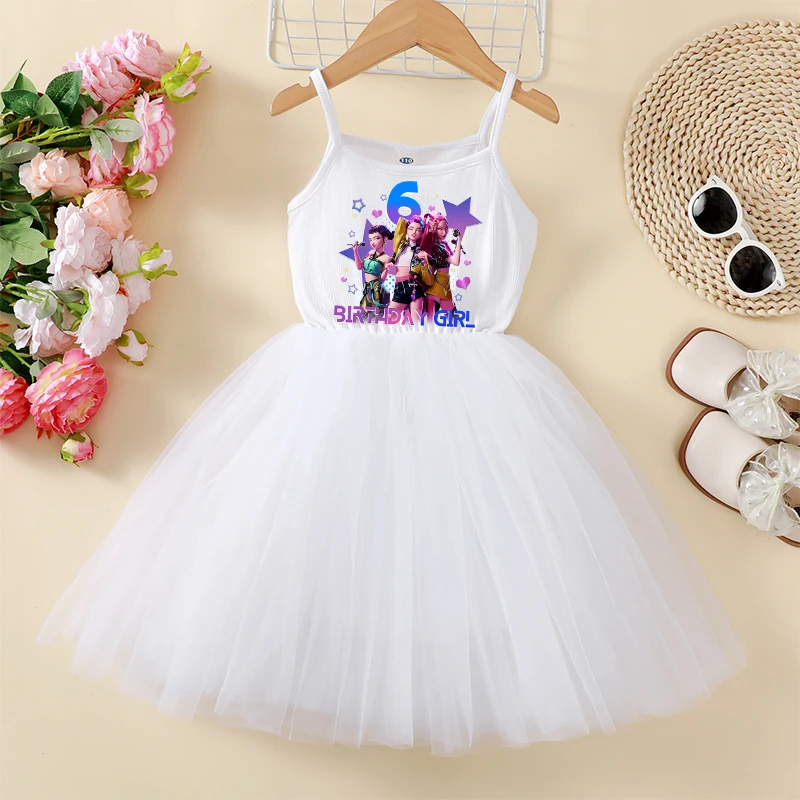

KPop Demon Hunters Halter Dress Girls Summer Breathable Dress Fashion Princess Dress Kids Birthday Party Princess Skirt Gifts