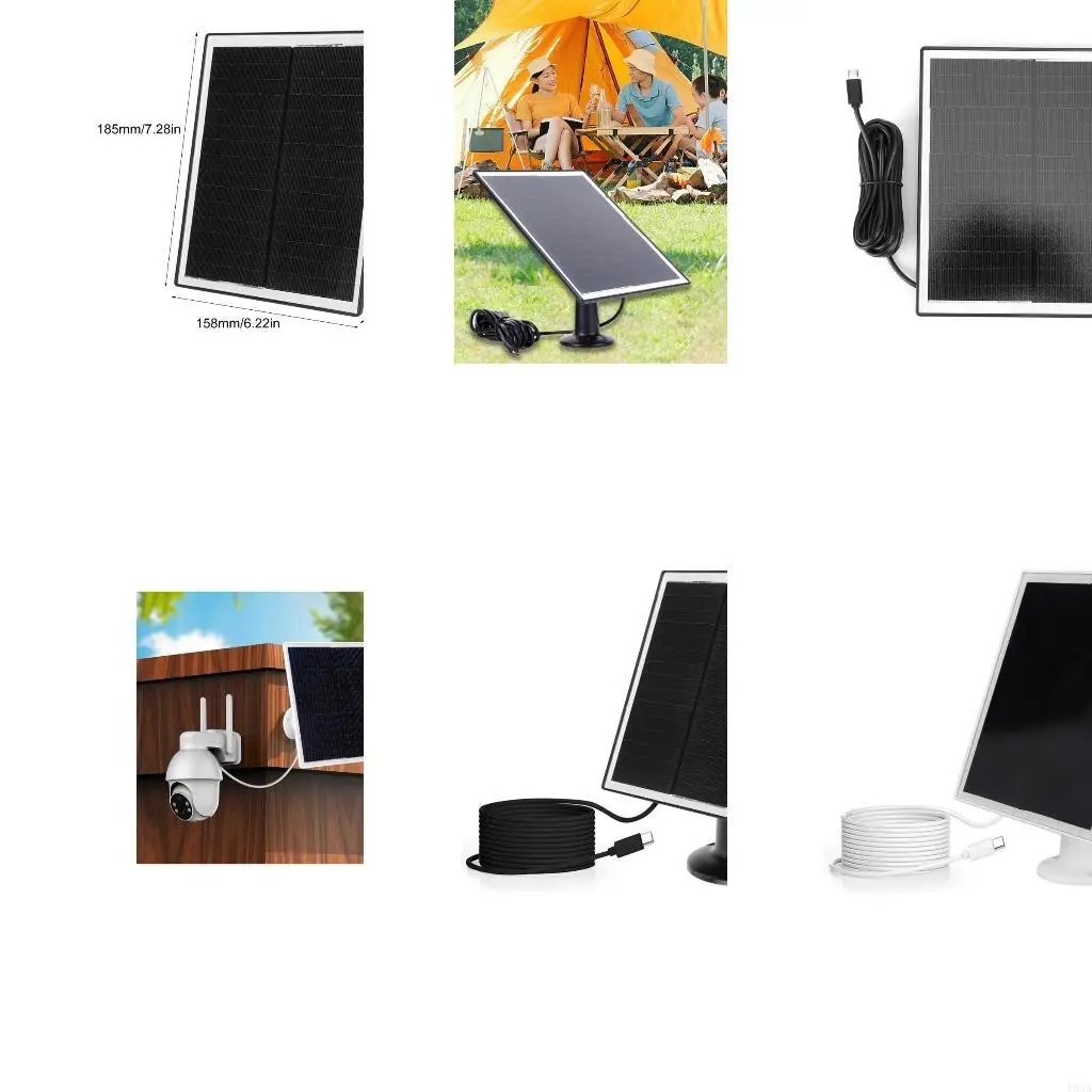193A Friendly 6W 5V Solar Charging Panel for Security Cameras with Type C Port, IP65, 360 Degree Mount