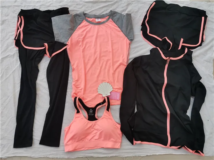 Conjunto de ropa deportiva informal para mujer, ropa de entrenamiento de cinco piezas, transpirable, absorbente para el sudor, para correr en verano