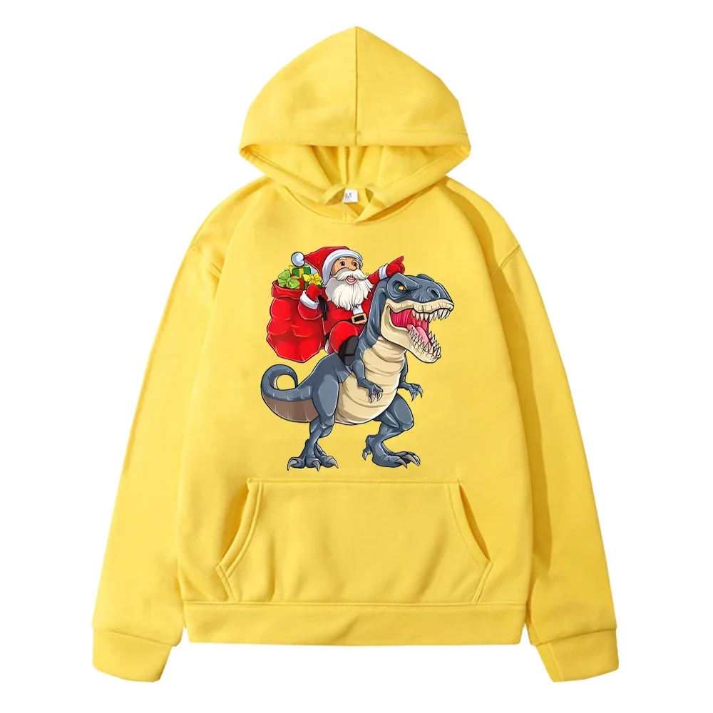 Santa Claus and dinosaurs hoodie Fleece Sweatshirt y2k sudadera Christmas anime hoodie Autumn Pullover jacket kids clothes girls