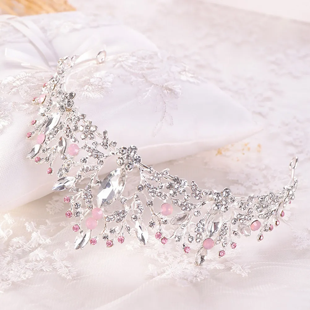

Headpiece Crystal Alloy Lightweight Bridal For Wedding Engagement Party Silver Pink Wedding Hair Tiara Crown For Women