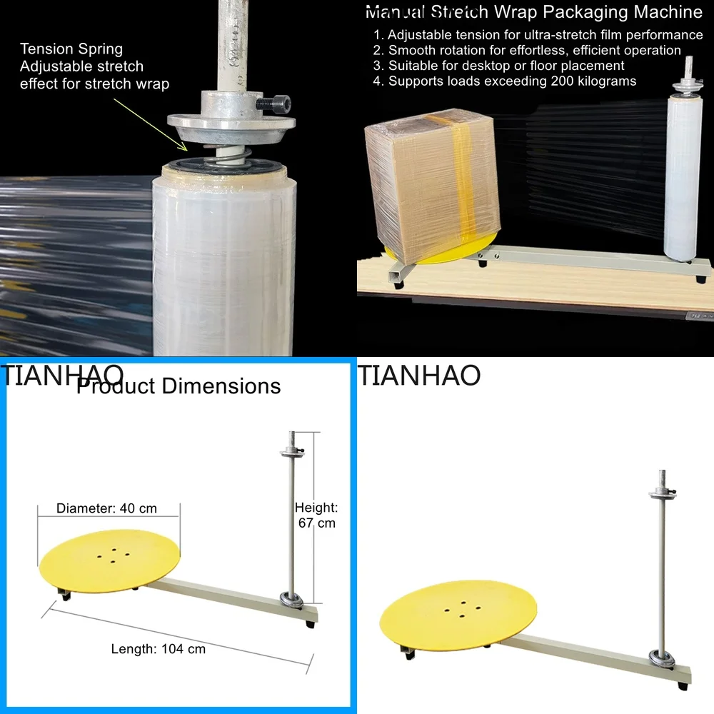 Compact Manual Stretch Wrap Machine for Stretch Film Applicator Wrap Around Packaging Tool Industrial Handheld Pallet Wrapper
