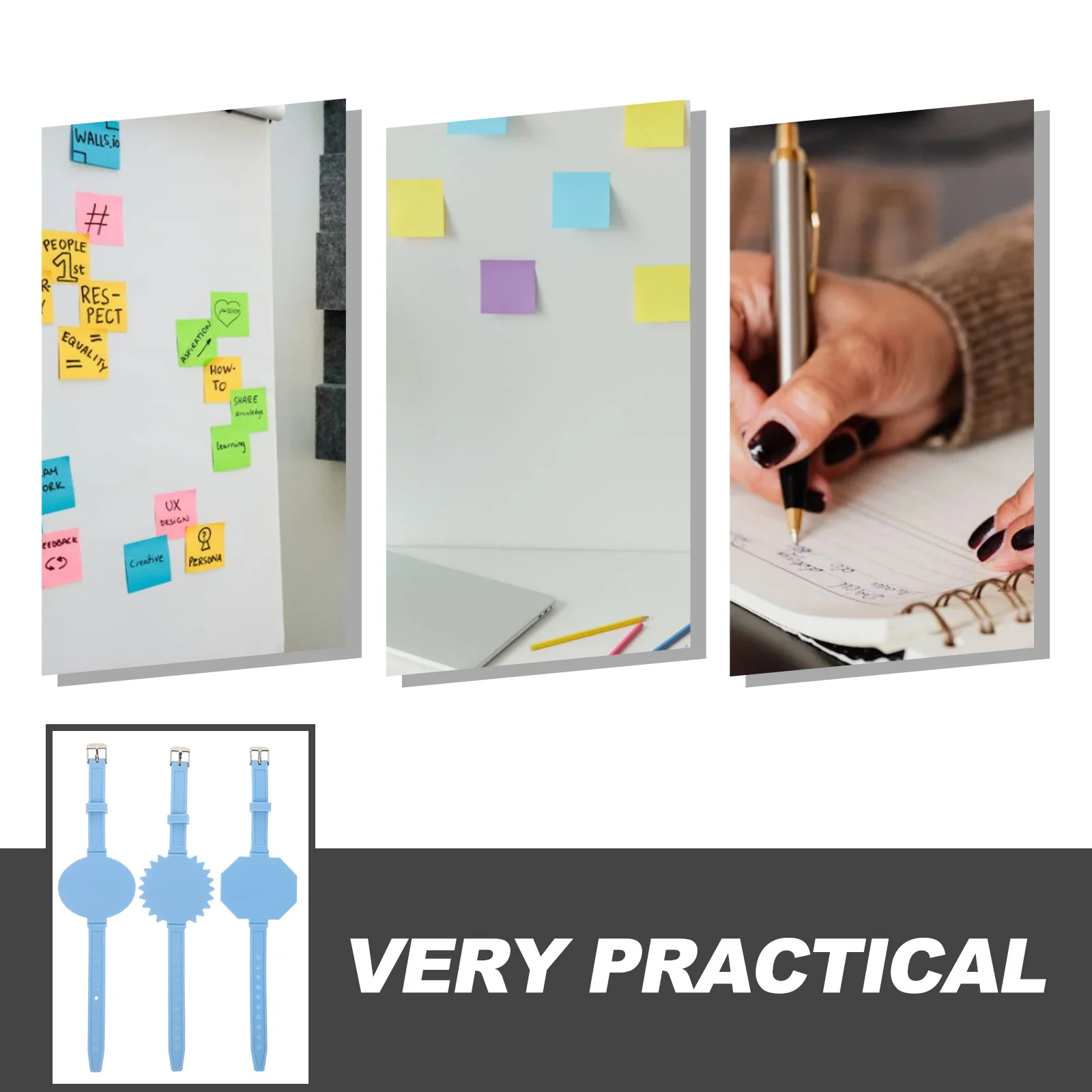 3 قطع من سوار المعصم للممرضات من السيليكون القابل للمسح وقابل لإعادة الاستخدام وقابل للكتابة ومفكرة المعصم لمكتب طلاب الممرضات