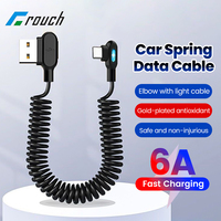 6A Short Spring Data Cable Elbow USB C To Type C Fast Charging Cable For Samsung Huawei Xiaomi Phone Charger Wire Cord