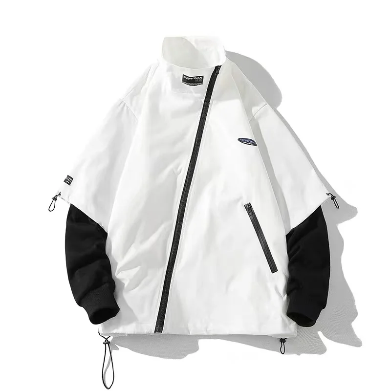 

Men's Jaet Side Zipper Stand Collar Oversize Design Sensation Spring Autumn Faion Brand Windbreaker Polyester Fabric Long...