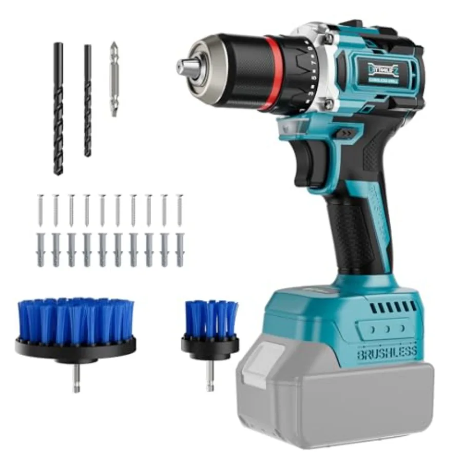 

Power Drill Cordless Compatible with Makita 18V Battery, 1/2" Brushless Electric Drill Set, 50N.m Electric 18V Drills Driver To