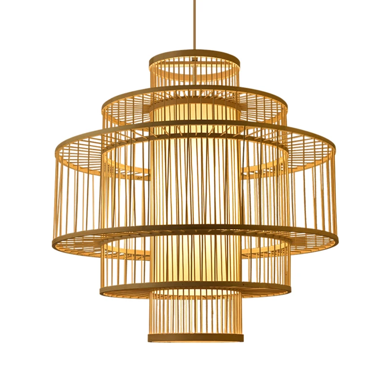 

Bamboo Woven Pendant Light New Chinese Dining Room Living Room Led Creative Bedroom Attic Kitchen Vintage Hanging Lamps