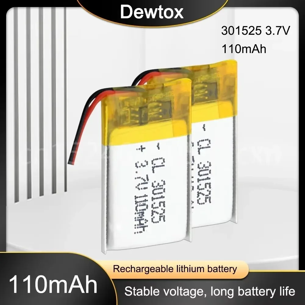 301525 3.7V 110mAh Lipo Lithium Polymer Battery for GPS PSP MP3 MP4 MP5 DVD Small Toys Battery Bluetooth Headset