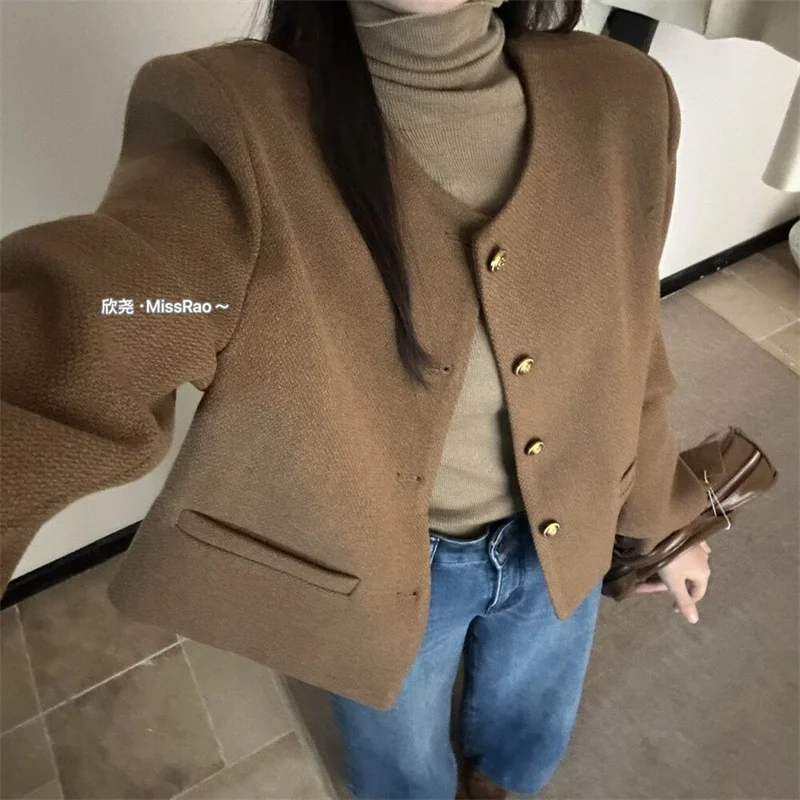 

Новая верхняя одежда, новая модная свободная ароматная ветровка, короткая весенне-осенняя куртка с круглым вырезом, темпераментное высокое короткое пальто, пальто Джокера