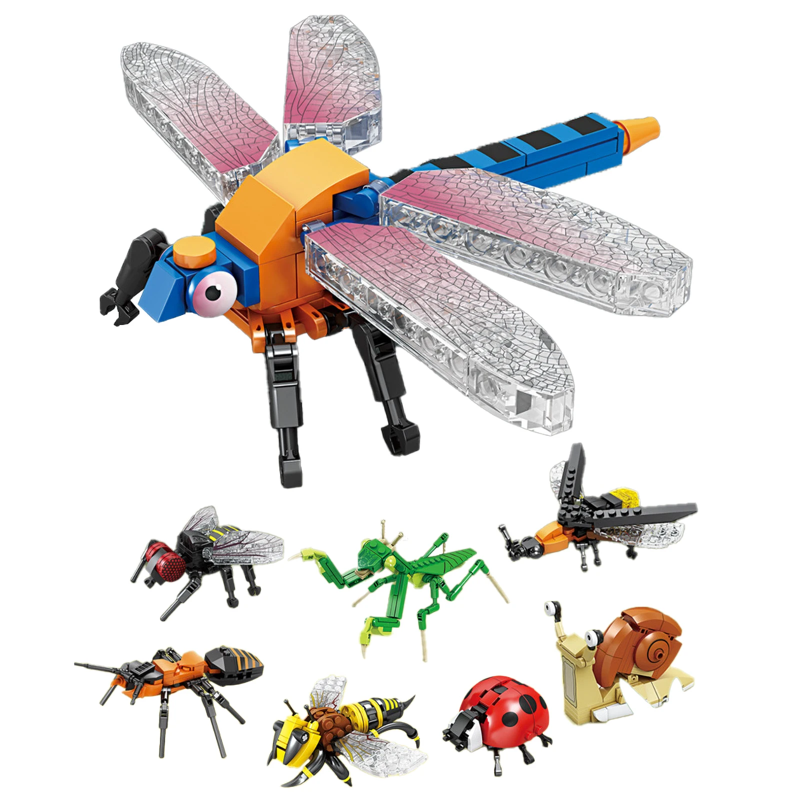 

Creative Insect Models Building Blocks Insect Models: Bee, Dragonfly, Ant ,Snail & Mantis Assembled Toys for Children's Gifts