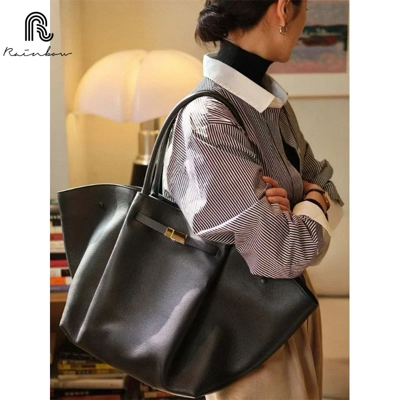 RAINBOW New Leather Large Capacity Niche Brand Design Women's Shoulder Bag Luxury Solid High-end Shopping Fashion Ladies Handbag