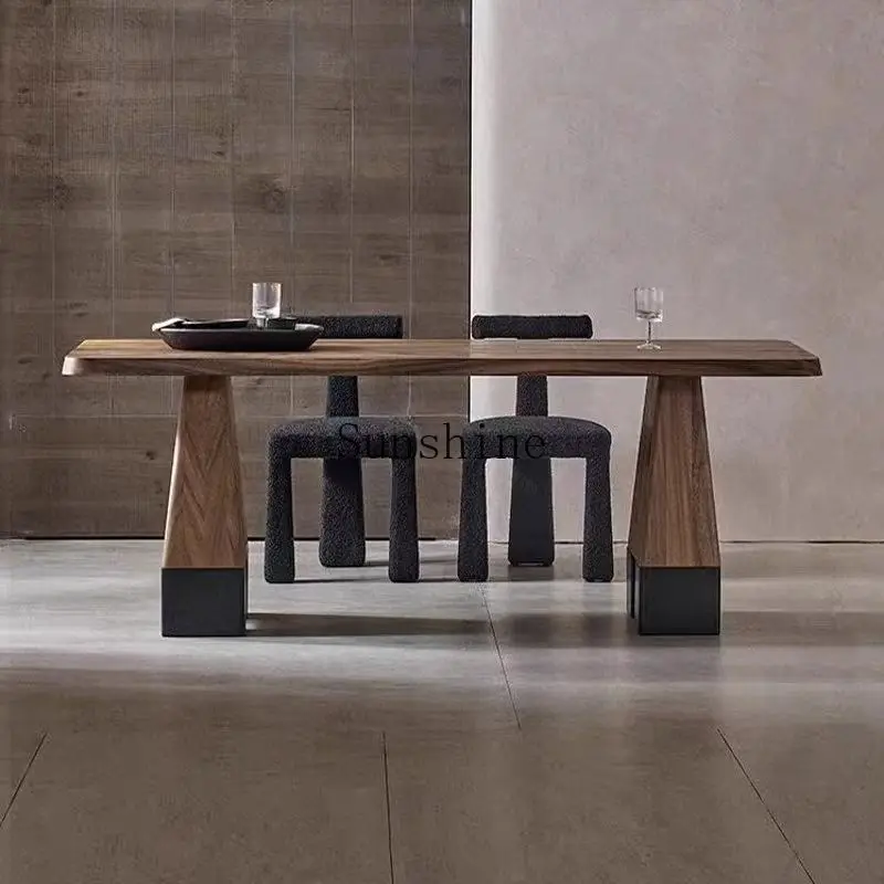 

Italian retro square western dining table modern simple light luxury medieval dining table