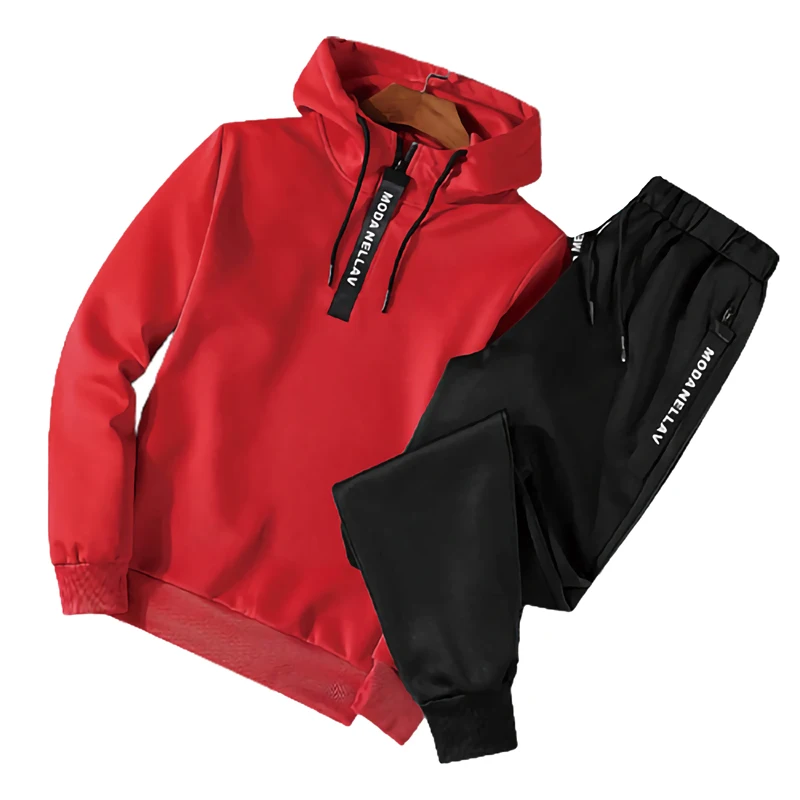 Conjunto de 2 peças de treino masculino, moletom, moletom e moletom, roupas masculinas, terno inferior jogger, conjunto de capuz pullover, 2022