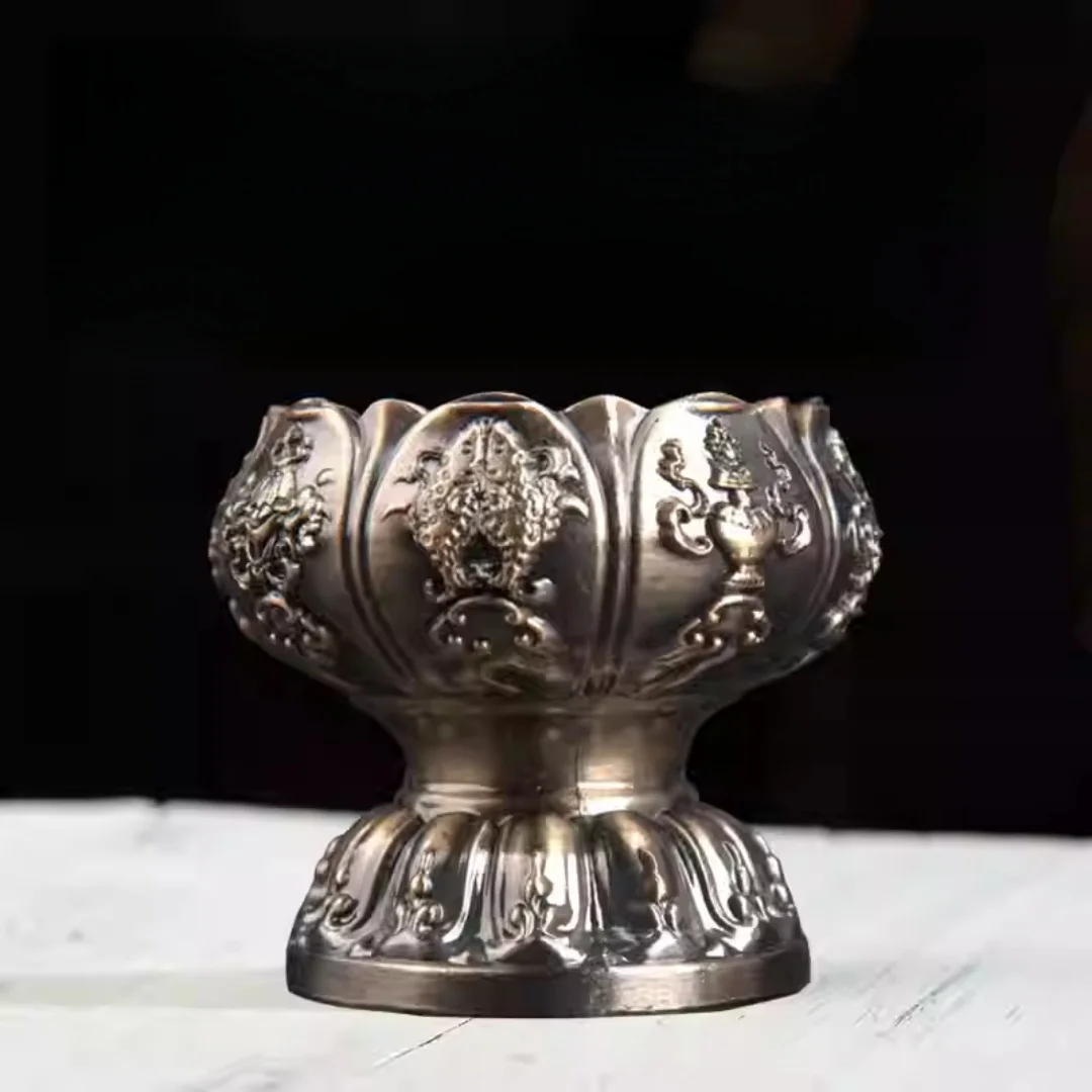 Eight auspicious butter lamp holder ever-burning lamp zinc-copper alloy boutique Buddha lotus lamp
