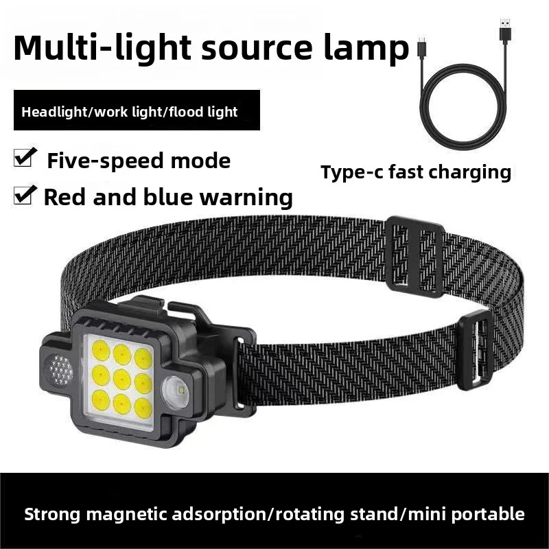 

New COB High-Intensity Headlamp: USB-Rechargeable, Multi-Function with Magnetic Adsorption, Suitable for Night Fishing