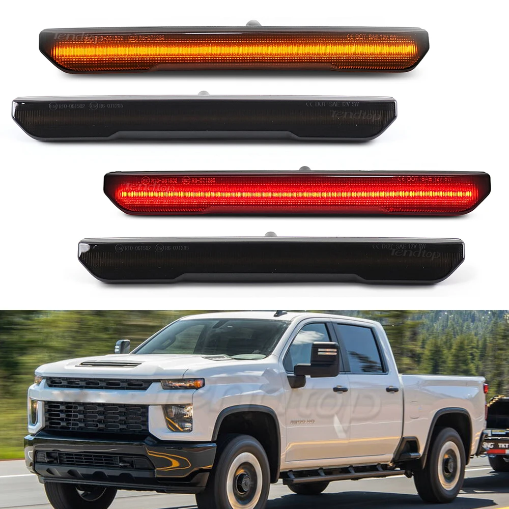 4pcs for GMC Sierra 2500HD 3500HD Pickup 2020-2023  Amber Red LED Front Rear Fender Day running Lights  Side Marker Light