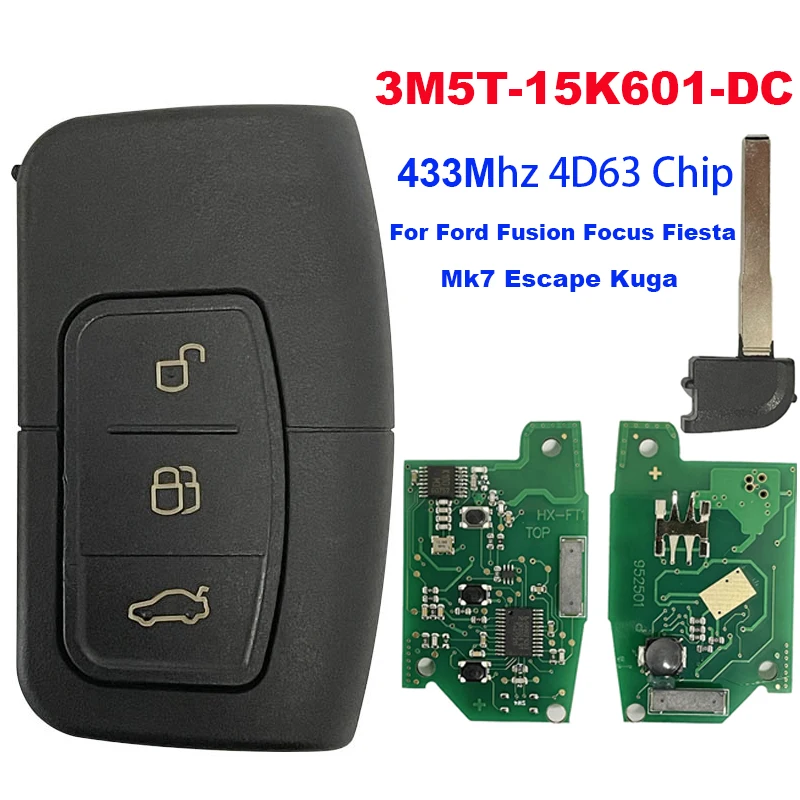 

CN018048 3BT Flip Folding Remote Smart Car Key For Ford Fusion Focus Fiesta Mk7 Escape Kuga HU101 4D63 433MHZ ID46 Chip PCF7952