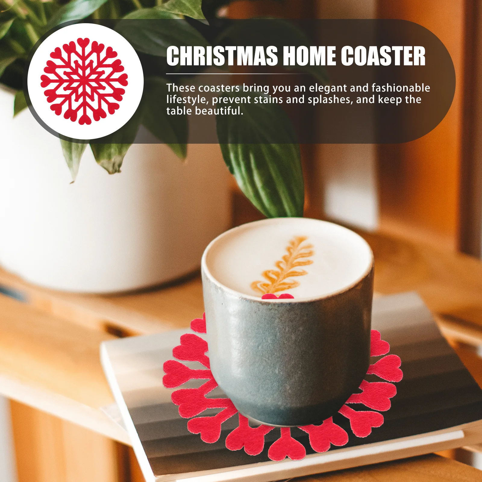 

12 Pcs Christmas Decor Snow Coaster Dinner Table Coasters Felt Cloth Snowflake Placemats Child