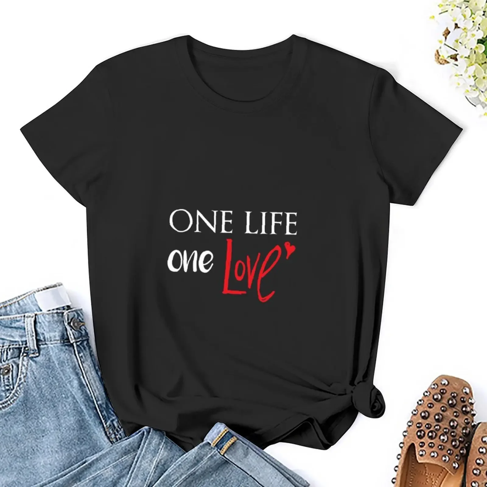 One life, one love 2021, hadiah untuk ibu atasan kaus baju lucu Atasan musim panas gaun kaus Barat untuk wanita