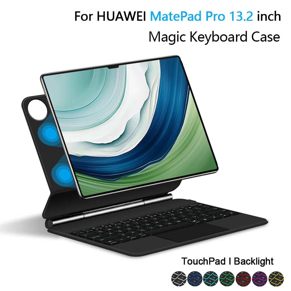 

Умный чехол для HUAWEI MatePad Pro, 13,2 дюйма, 2023 дюйма, подсветка клавиатуры, плавающая Магнитная подставка, чехол-книжка Magic Teclado