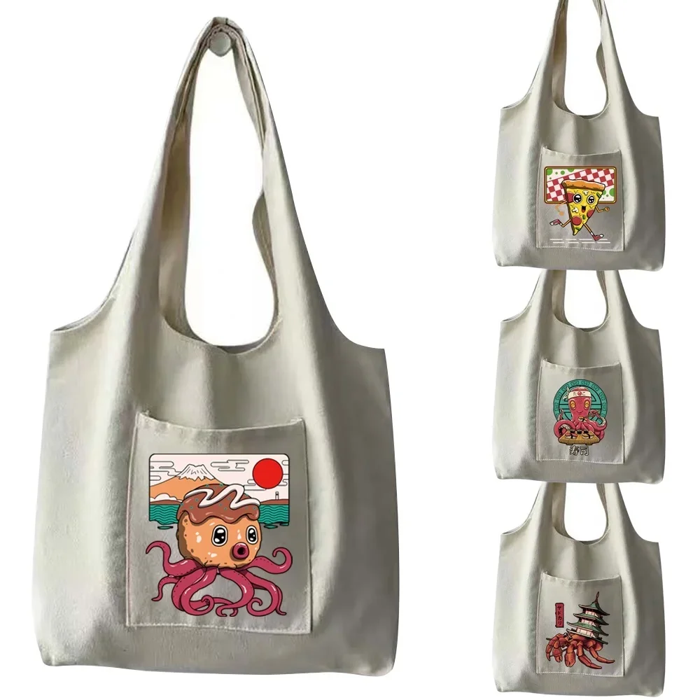 

Women's Shopping Bag Fashionable Handbag Large Capacity Durable Storage Bag Cute Cartoon Printed Storage Bag