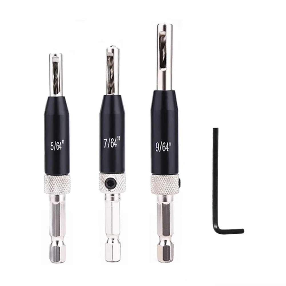 Home Improvement Pilot Hole Drill Bits HSS Drill Bits 5 64\'\' Rustproof Sawdust Discharged Spring Loaded Guides