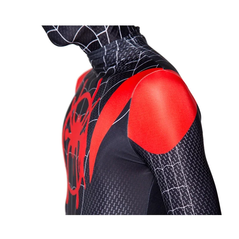 Miniso milhas morales longe de casa cosplay traje peter parker zentai spiderman traje super-herói bodysuit para crianças elastano