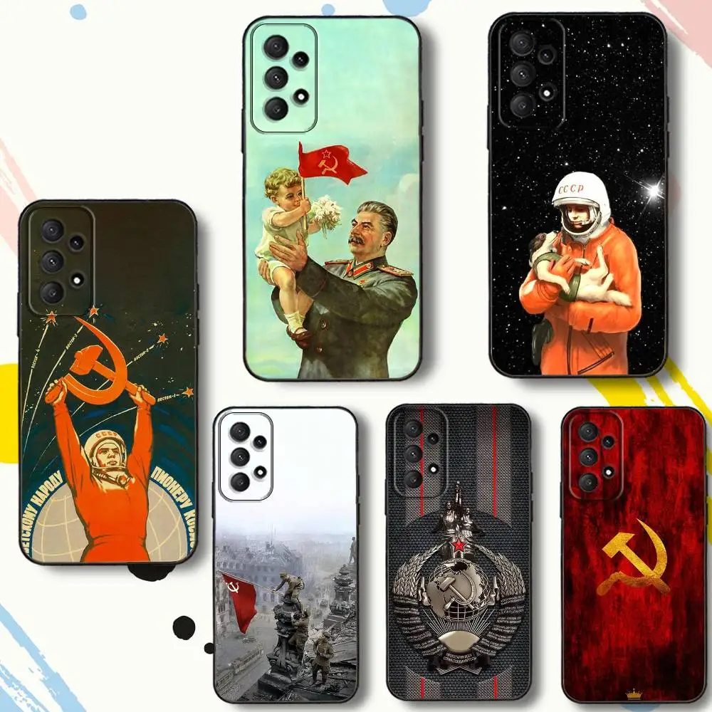 CCCP Casing Ponsel Faith U-USSR Rusia untuk Samsung Galaxy A 80,72,73,91,53,22,51,52,5G,Plus,J,Note Sampul Hitam Lembut